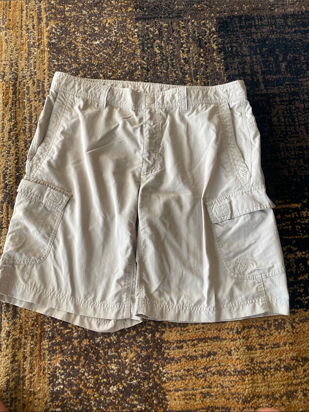 The North Face Men's Cream Cargo Shorts with Side Flap Pockets
